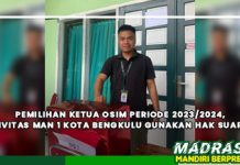 Pemilihan Ketua OSIM Periode 2023/2024, Civitas MAN 1 Kota Bengkulu Gunakan Hak Suara