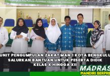 Unit Pengumpulan Zakat MAN 1 Kota Bengkulu Salurkan Bantuan untuk Peserta Didik Kelas X hingga XII