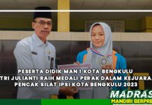 Peserta Didik MAN 1 Kota Bengkulu Netri Julianti Raih Medali Perak dalam Kejuaraan Pencak Silat IPSI Kota Bengkulu 2023