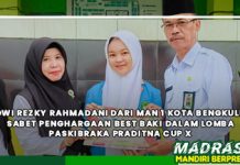 Dwi Rezky Rahmadani dari MAN 1 Kota Bengkulu Sabet Penghargaan Best Baki dalam Lomba Paskibraka PRADITNA CUP X