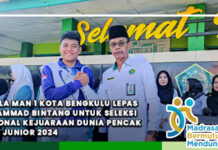 Kepala MAN 1 Kota Bengkulu Lepas Muhammad Bintang untuk Seleksi Nasional Kejuaraan Dunia Pencak Silat Junior 2024